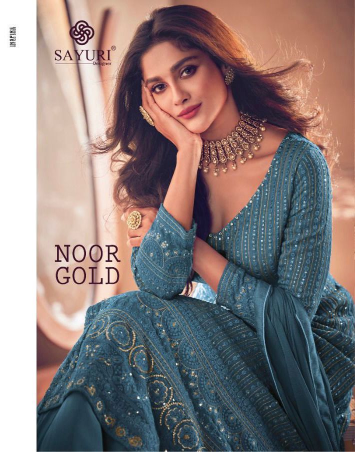 SAYURI NOOR GOLD Heavy Wedding Wear Real Georgette Long Latest Salwar Suit Collection